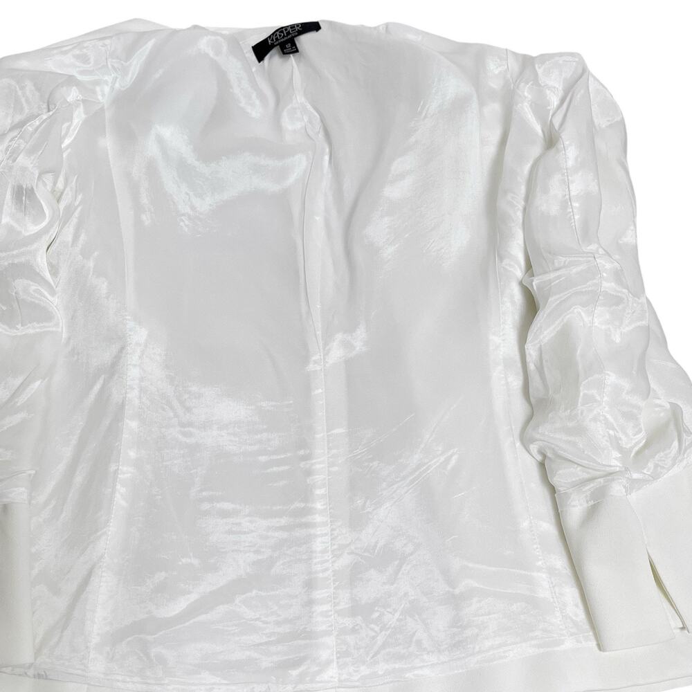 Kasper Womens Pant Suit 12/12P White Lined Open Jacket Trousers Coastal Wedding - Picture 8 of 16
